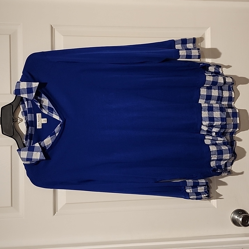 Kim Rogers blue one piece top...made to look like a 2 piece...1X. Curvy
